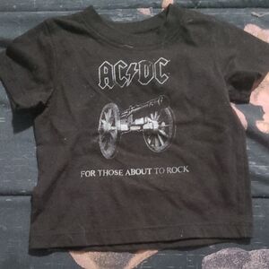 AC/DC Black Tee with Cannon Graphic